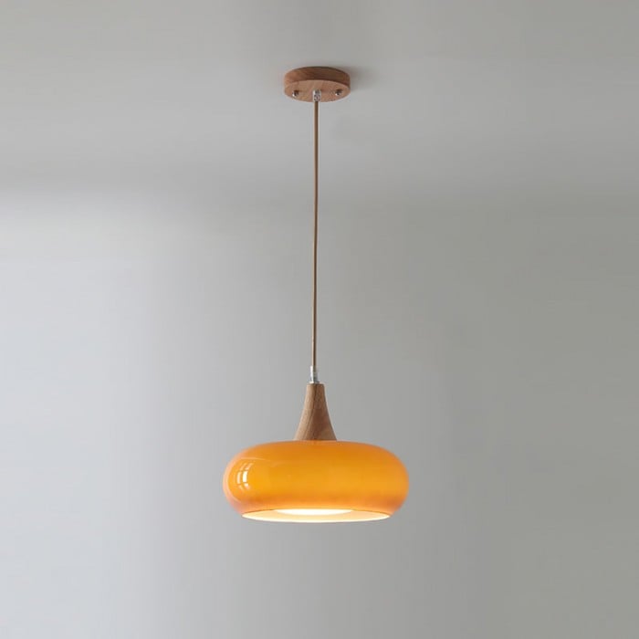 Violetta Bauhaus-Inspired Orange Disc Pendant Light | BOGO