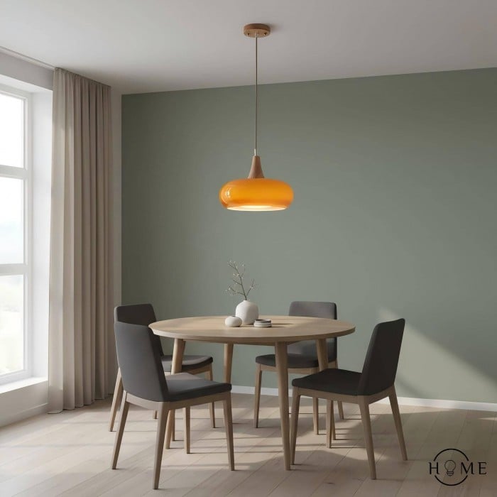Violetta Bauhaus-Inspired Orange Disc Pendant Light | BOGO