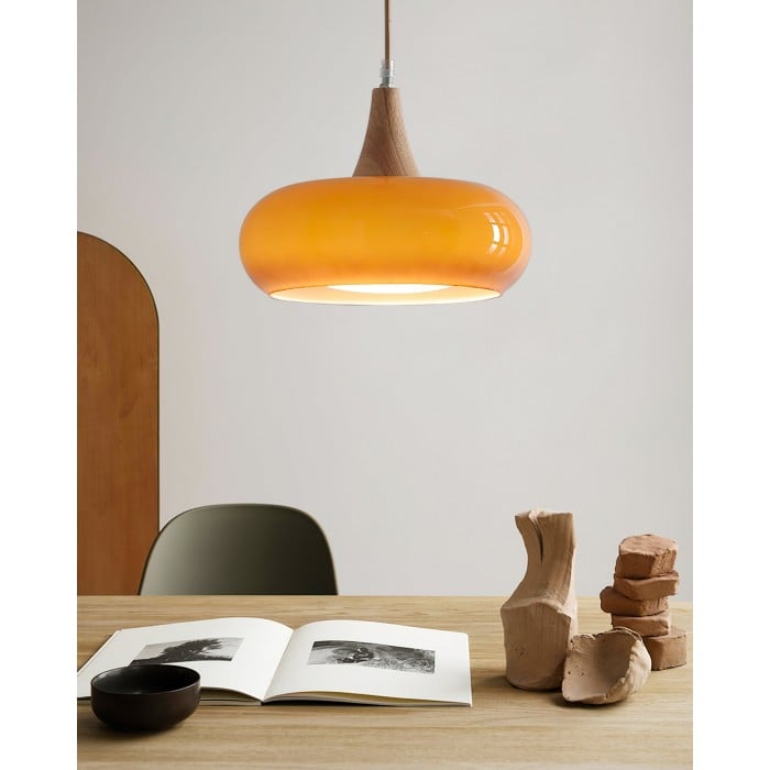 Violetta Bauhaus-Inspired Orange Disc Pendant Light | BOGO
