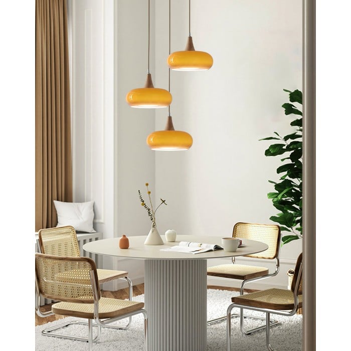Violetta Bauhaus-Inspired Orange Disc Pendant Light | BOGO